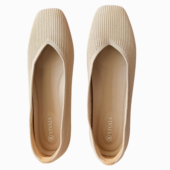 Vivaia Square-Toe V-Cut Flats (Margot 2.0) in Almond Sz 10.5 - Picture 3 of 8